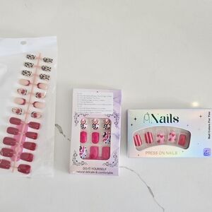 Pink and Red Press On Nails Set